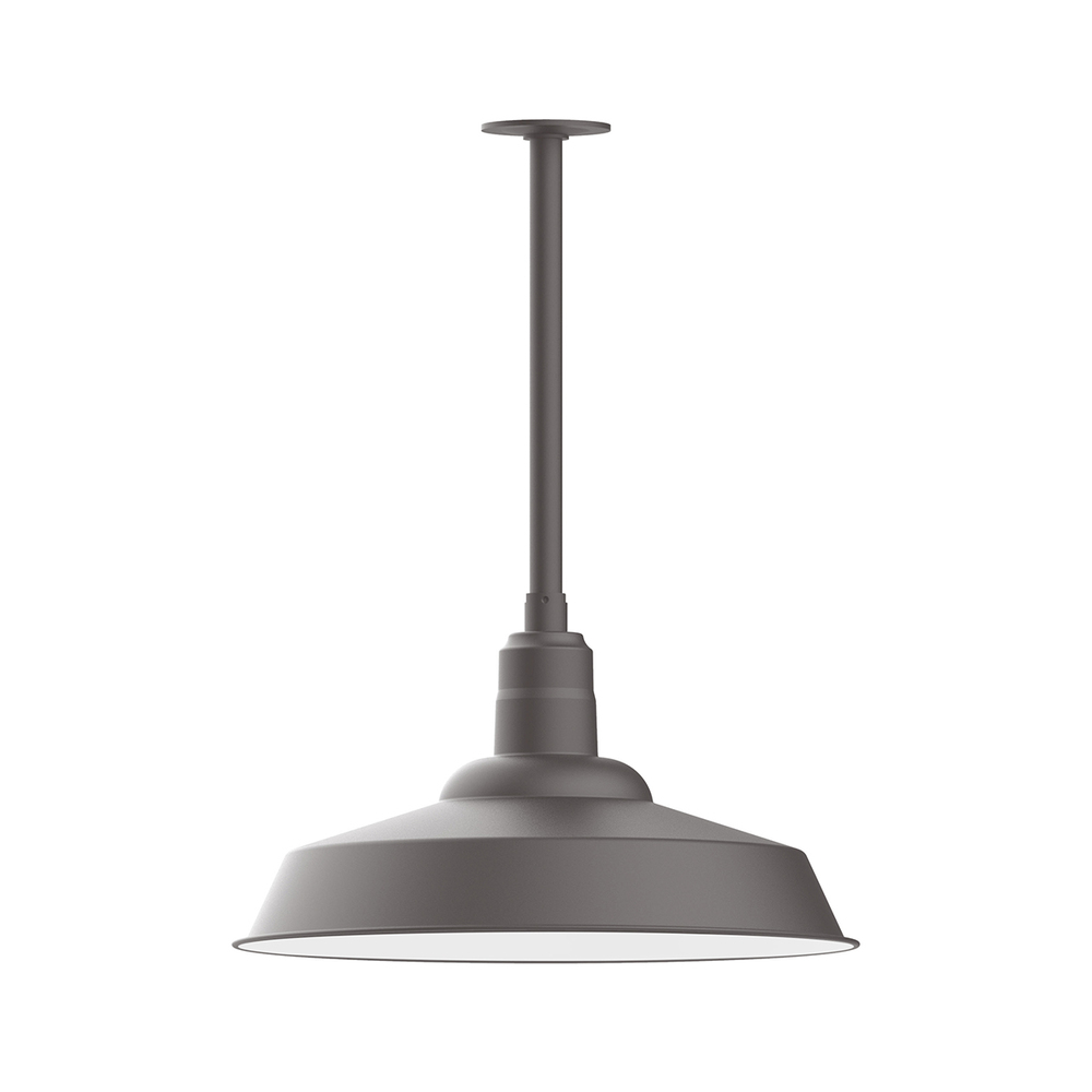 20&#34; Warehouse shade, stem mount pendant with canopy, Bronze Matte