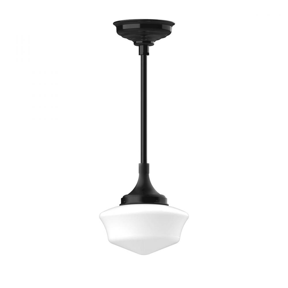 12&#34; Schoolhouse glass, 1/2&#34; x 36&#34; stem and canopy, Black