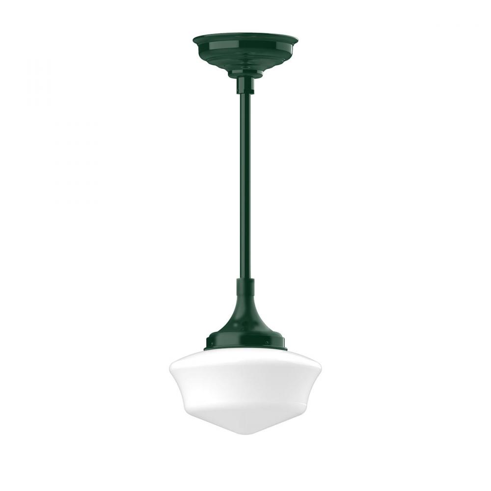 12&#34; Schoolhouse glass, 1/2&#34; x 36&#34; stem and canopy, Forest Green