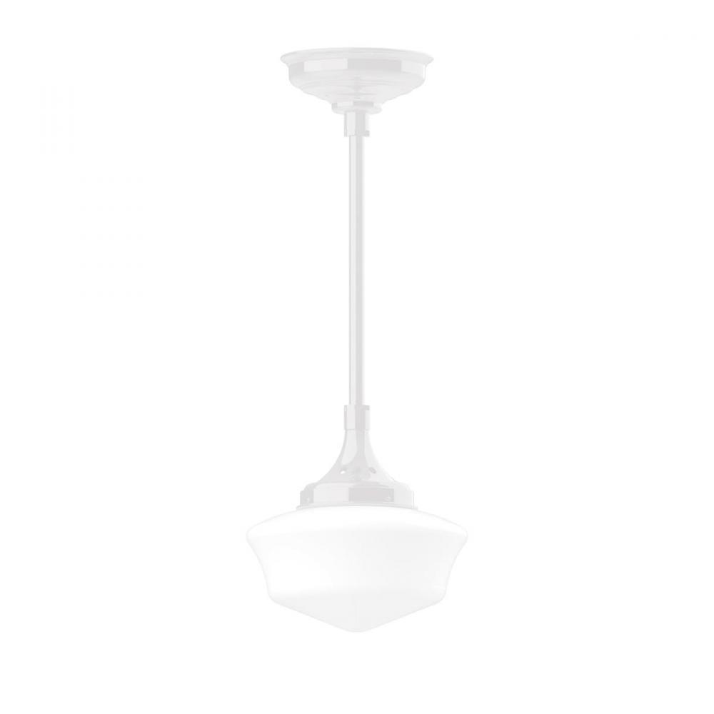 12&#34; Schoolhouse glass, 1/2&#34; x 36&#34; stem and canopy, White