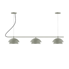 Montclair Light Works CHAX445-24-C21-L12 - 3-Light Linear Nest LED Chandelier with White SJT Cord, Moss Green