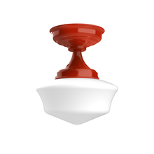 Montclair Light Works FMA021-26 - 12" Schoolhouse glass, flush mount ceiling light, Vermillion