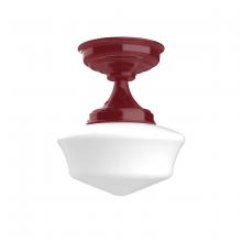 Montclair Light Works FMA021-55 - 12" Schoolhouse glass, flush mount ceiling light, Barn Red