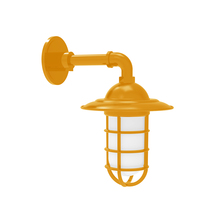 Montclair Light Works GNM052-21 - Vaportite, Style A shade, single wall mount with clear glass and cast guard, Bright Yellow