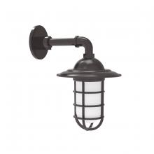 Montclair Light Works GNM052-51 - Vaportite, Style A shade, single wall mount with clear glass and cast guard, Architectural Bronze