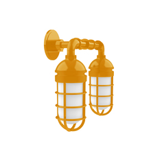 Montclair Light Works GNP050-21 - Vaportite, no shade, double wall mount with clear glass and cast guard, Bright Yellow