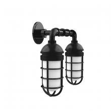 Montclair Light Works GNP050-41 - Vaportite, no shade, double wall mount with clear glass and cast guard, Black