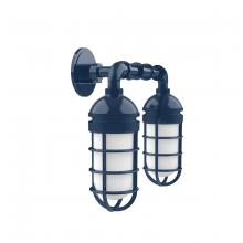 Montclair Light Works GNP050-50 - Vaportite, no shade, double wall mount with clear glass and cast guard, Navy