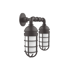 Montclair Light Works GNP050-57 - Vaportite, no shade, double wall mount with clear glass and cast guard, Bronze Matte