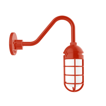 Montclair Light Works GNV050-26 - Vaportite, no shade, gooseneck wall mount with clear glass and cast guard, Vermillion