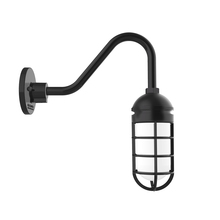 Montclair Light Works GNV050-41 - Vaportite, no shade, gooseneck wall mount with clear glass and cast guard, Black