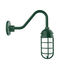 Montclair Light Works GNV050-42 - Vaportite, no shade, gooseneck wall mount with clear glass and cast guard, Forest Green