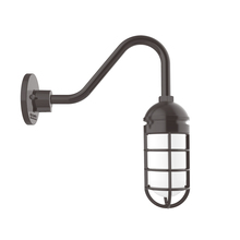 Montclair Light Works GNV050-51 - Vaportite, no shade, gooseneck wall mount with clear glass and cast guard, Architectural Bronze