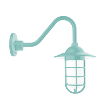 Montclair Light Works GNV052-48 - Vaportite, Style A shade, gooseneck wall mount with clear glass and cast guard, Sea Green