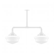 Montclair Light Works MSD021-44 - 12" Schoolhouse glass, 2-light stem hung pendant, White