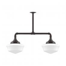 Montclair Light Works MSD021-51 - 12" Schoolhouse glass, 2-light stem hung pendant, Architectural Bronze
