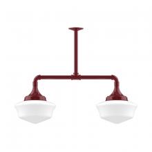Montclair Light Works MSD021-55 - 12" Schoolhouse glass, 2-light stem hung pendant, Barn Red