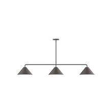 Montclair Light Works MSN422-57 - 3-Light Pinnacle Linear Pendant, Bronze Matte