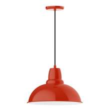 Montclair Light Works PEB108-26 - 16" Cafe shade, pendant with black cord and canopy, Vermillion