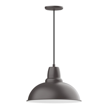 Montclair Light Works PEB108-57-C21 - 16" Cafe shade, pendant with white cord and canopy, Bronze Matte