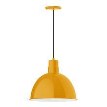Montclair Light Works PEB117-21-C21 - 16" Deep Bowl shade, pendant with white cord and canopy, Bright Yellow