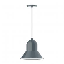 Montclair Light Works PEB123-40-C11 - 12" Prima shade, pendant with Gray and Yellow Dot Fabric Cord and canopy, Slate Gray
