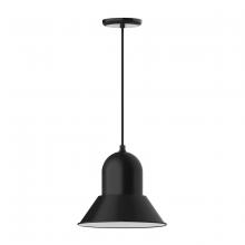 Montclair Light Works PEB123-41-C25 - 12" Prima shade, pendant with polished copper fabric cord and canopy, Black
