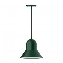 Montclair Light Works PEB123-42-C25 - 12" Prima shade, pendant with polished copper fabric cord and canopy, Forest Green