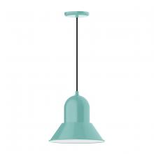 Montclair Light Works PEB123-48-C27 - 12" Prima shade, pendant with neutral argyle fabric cord and canopy, Sea Green