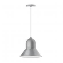 Montclair Light Works PEB123-49-C27 - 12" Prima shade, pendant with neutral argyle fabric cord and canopy, Painted Galvanized