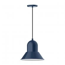 Montclair Light Works PEB123-50-C25 - 12" Prima shade, pendant with polished copper fabric cord and canopy, Navy