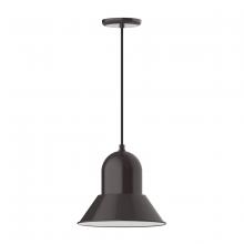 Montclair Light Works PEB123-51-C27 - 12" Prima shade, pendant with neutral argyle fabric cord and canopy, Architectural Bronze