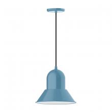 Montclair Light Works PEB123-54-C25 - 12" Prima shade, pendant with polished copper fabric cord and canopy, Light Blue