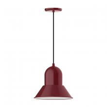Montclair Light Works PEB123-55-C25 - 12" Prima shade, pendant with polished copper fabric cord and canopy, Barn Red