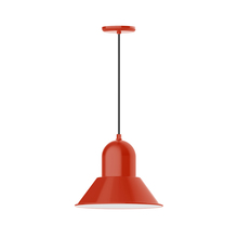 Montclair Light Works PEB124-26 - 14" Prima shade, pendant with black cord and canopy, Vermillion