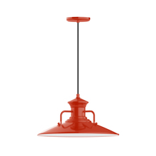 Montclair Light Works PEB143-26-C21 - 18" Homestead shade, pendant with white cord and canopy, Vermillion