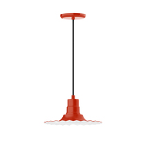 Montclair Light Works PEB158-26 - 12" Radial shade, pendant with black cord and canopy, Vermillion