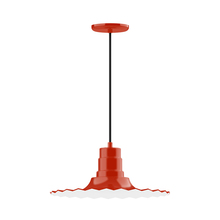 Montclair Light Works PEB159-26-C21 - 16" Radial shade, pendant with white cord and canopy, Vermillion