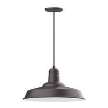 Montclair Light Works PEB185-57-C21 - 18" Warehouse shade, pendant with white cord and canopy, Bronze Matte