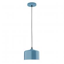Montclair Light Works PEB419-54 - 8.5" Julia shade, black cord with canopy, Light Blue