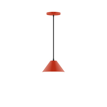 Montclair Light Works PEB421-26-C21 - 8" Pinnacle Pendant, white cord with canopy, Vermillion