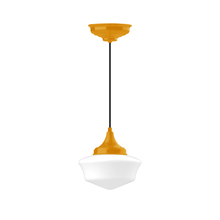 Montclair Light Works PEF021-21-C21 - 12" Schoolhouse glass, white cord with canopy, Bright Yellow
