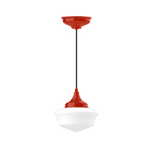Montclair Light Works PEF021-26-C21 - 12" Schoolhouse glass, white cord with canopy, Vermillion