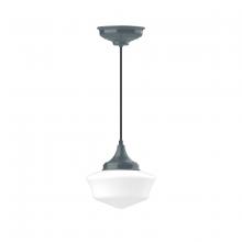 Montclair Light Works PEF021-40-C21 - 12" Schoolhouse glass, white cord with canopy, Slate Gray