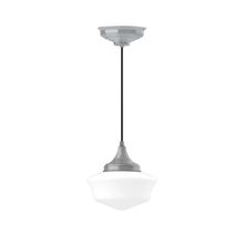 Montclair Light Works PEF021-49 - 12" Schoolhouse glass, black cord with canopy, Painted Galvanized