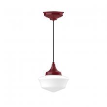 Montclair Light Works PEF021-55-C21 - 12" Schoolhouse glass, white cord with canopy, Barn Red