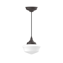 Montclair Light Works PEF021-57-C21 - 12" Schoolhouse glass, white cord with canopy, Bronze Matte