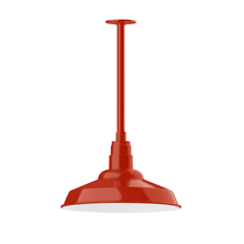 Montclair Light Works STB184-26 - 16" Warehouse shade, stem mount pendant with canopy, Vermillion