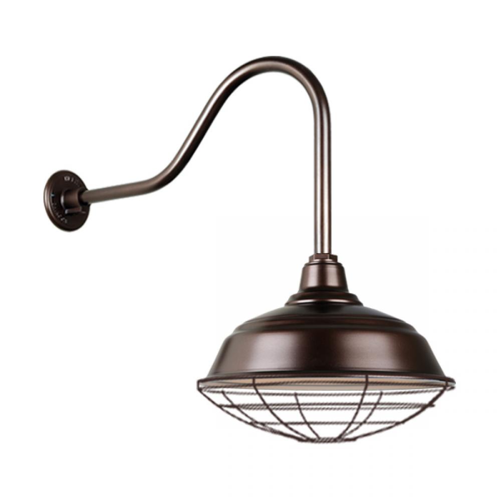 17&#34; Gooseneck Light Warehouse Shade, QSNHL-H Arm, Wire Guard Accessory
