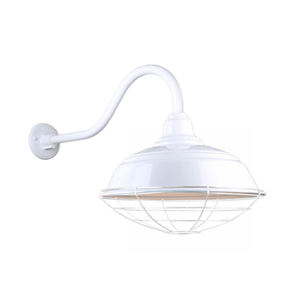 17&#34; Gooseneck Light Warehouse Shade, QSNHL-A Arm, Wire Guard Accessory